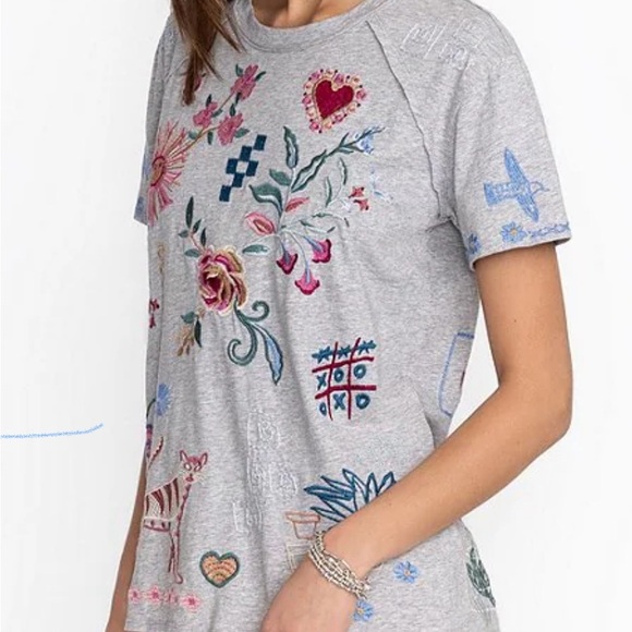 JOHNNY WAS HEATHER GREY TEE SHIRT - Picture 3 of 5